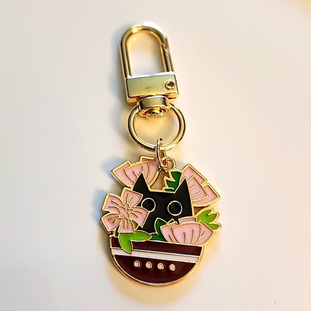 Mischievous CAT  ZIPPER Pull purse charm   Charm bracelet Lobster claw EO